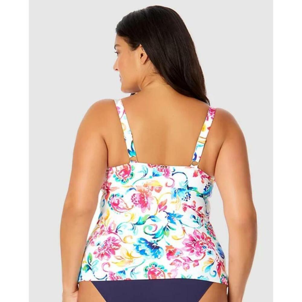 Anne Cole Plus Multicolor Paisley Underwire Surplice Tankini Top 16W - Picture 2 of 2